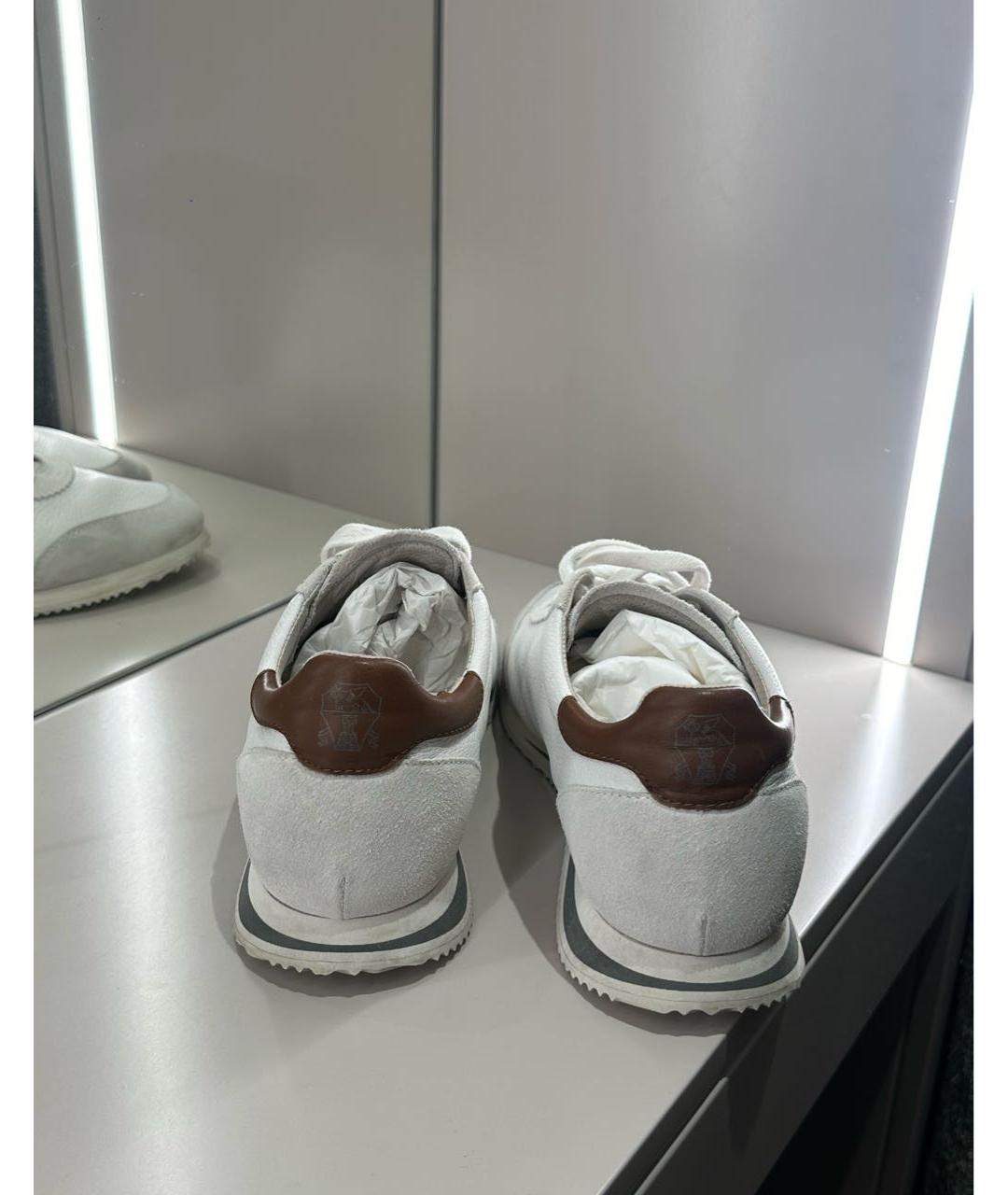 BRUNELLO CUCINELLI Белые кожаные низкие кроссовки / кеды, фото 3