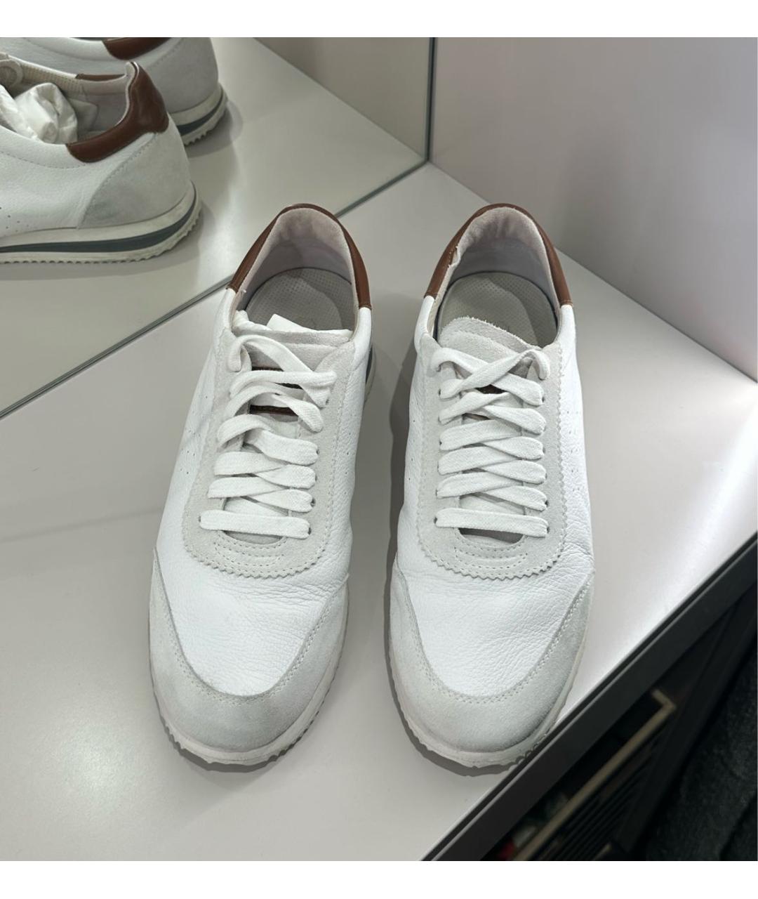 BRUNELLO CUCINELLI Белые кожаные низкие кроссовки / кеды, фото 2
