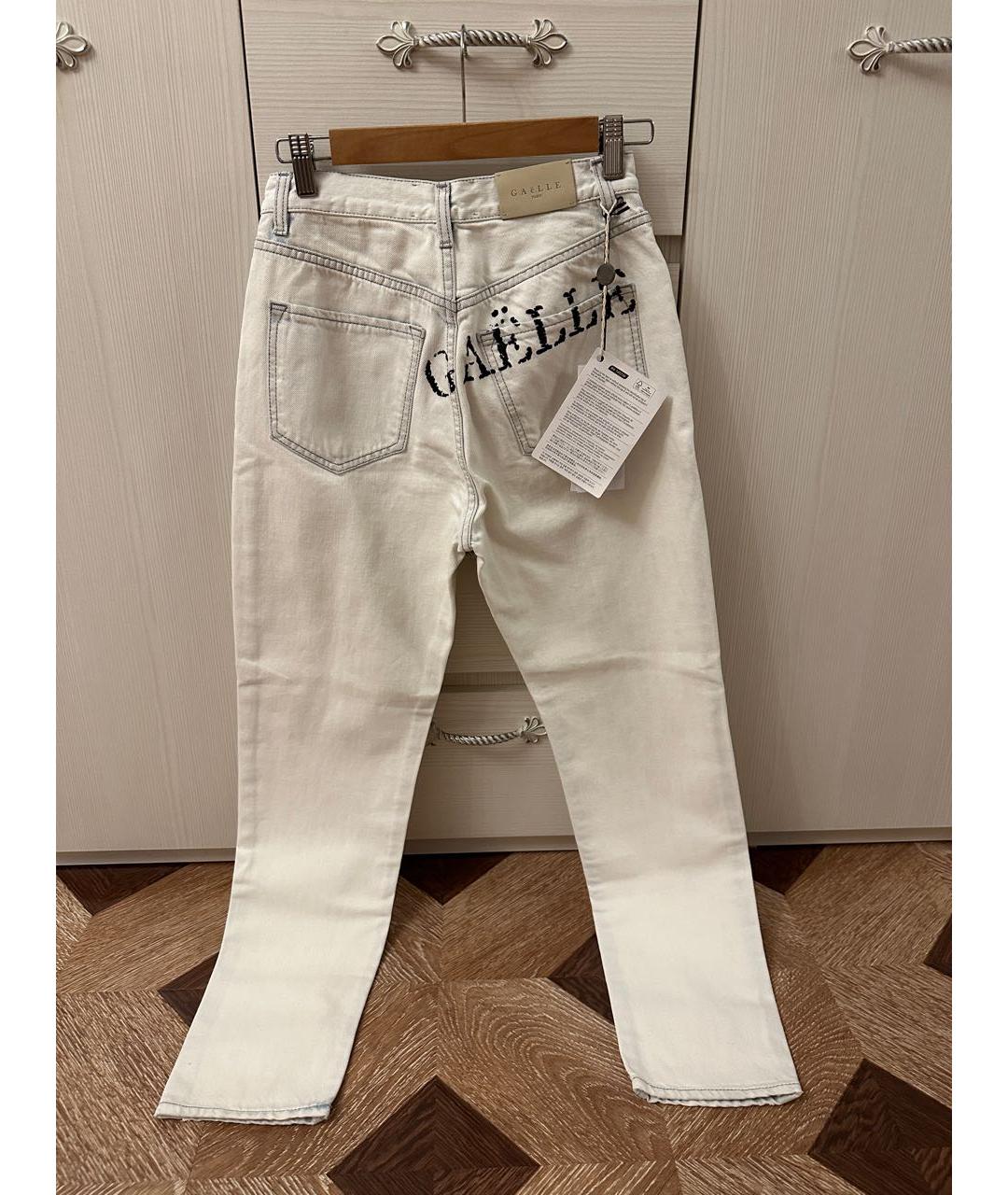 GAELLE BONHEUR Белые хлопковые прямые джинсы, фото 2