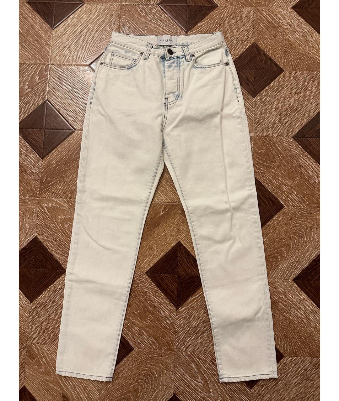 GAELLE BONHEUR Белые хлопковые прямые джинсы, фото 9