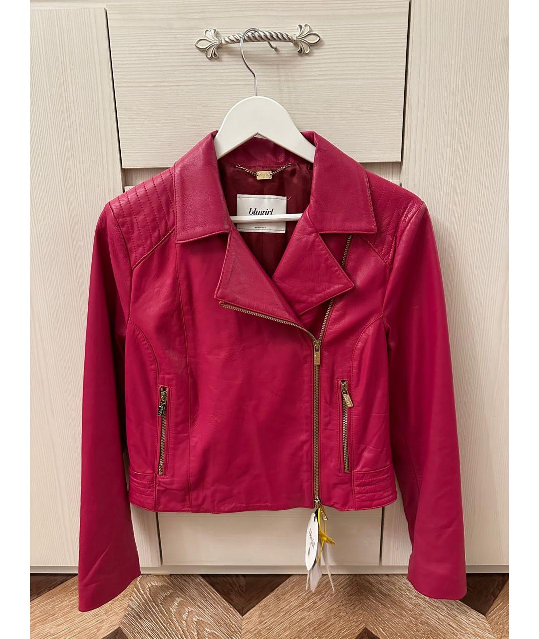 BLUGIRL Розовая кожаная куртка, фото 2