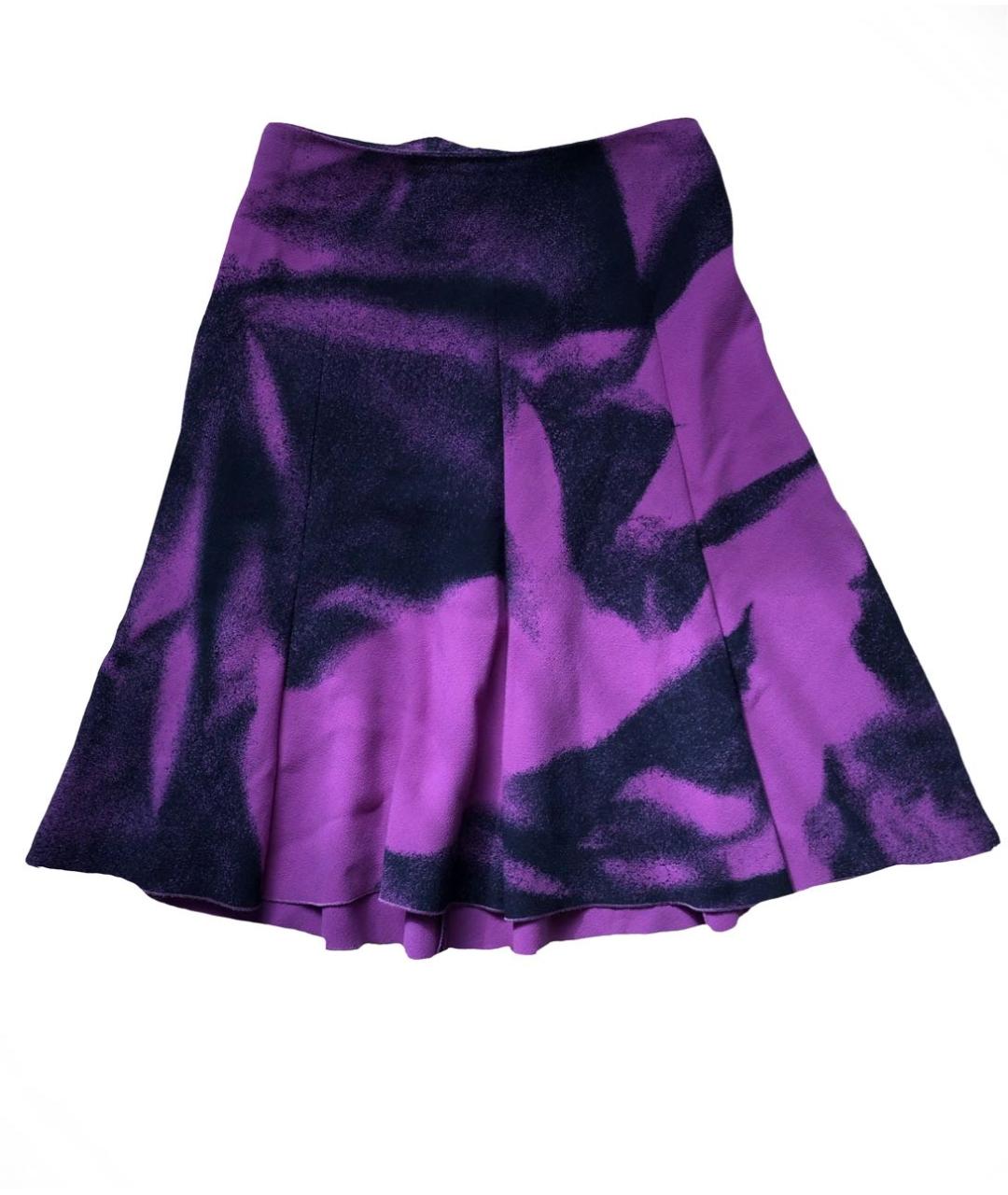 BOTTEGA VENETA Фиолетовая хлопко-эластановая юбка миди, фото 1