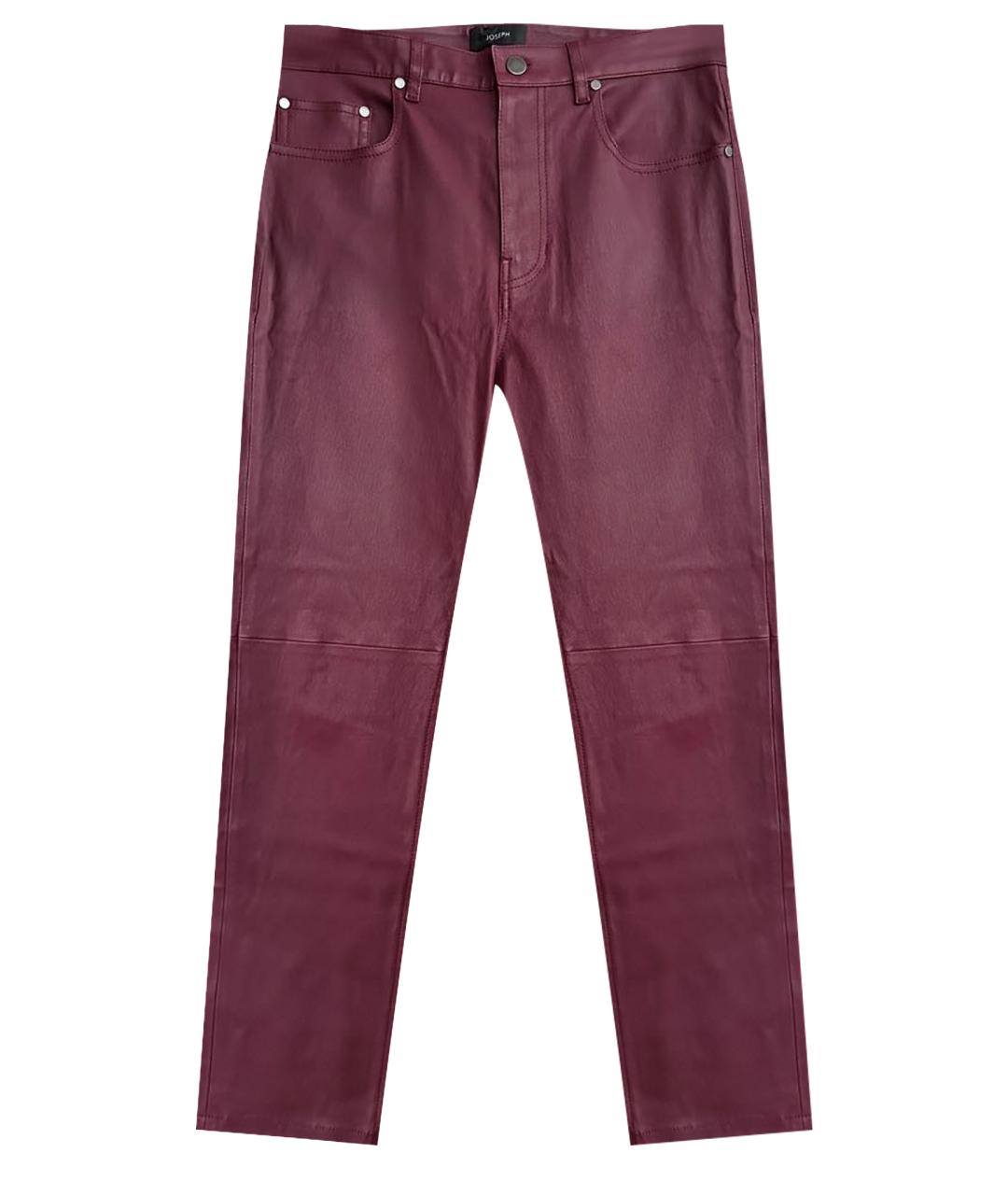 JOSEPH Бордовые кожаные прямые брюки, фото 1