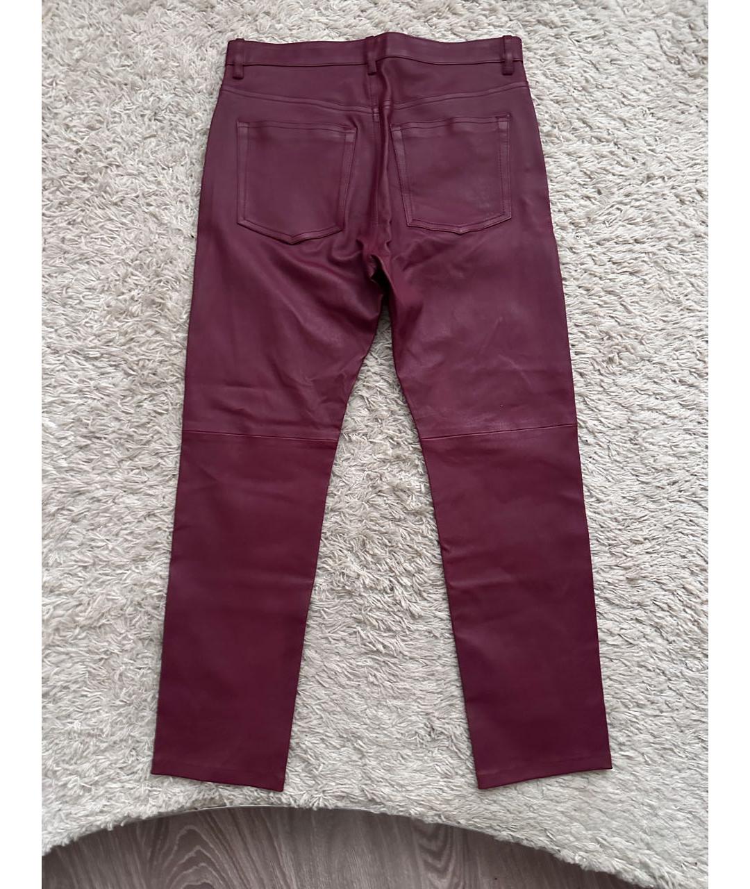 JOSEPH Бордовые кожаные прямые брюки, фото 2