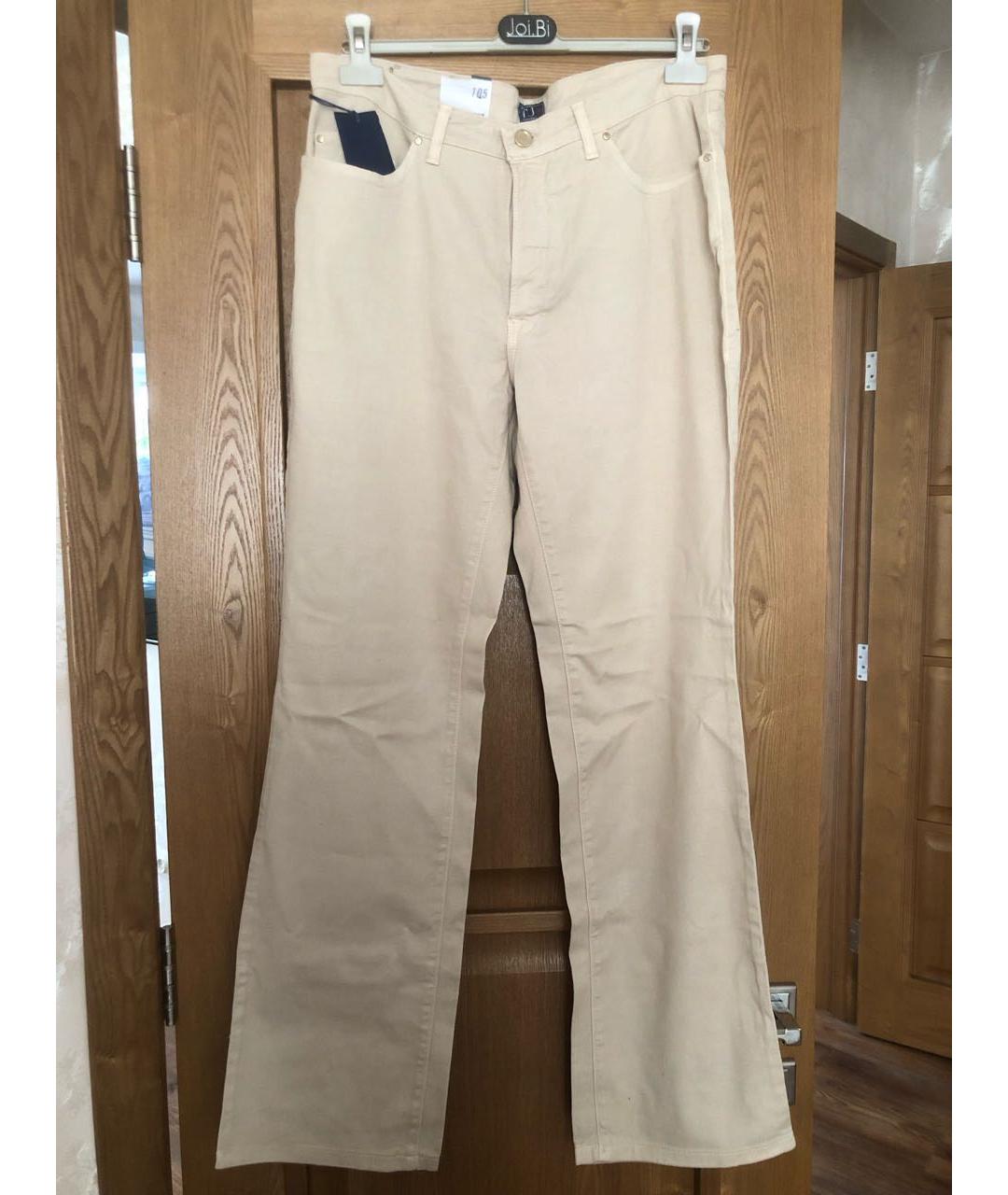 TRUSSARDI JEANS Бежевые хлопко-эластановые прямые джинсы, фото 5