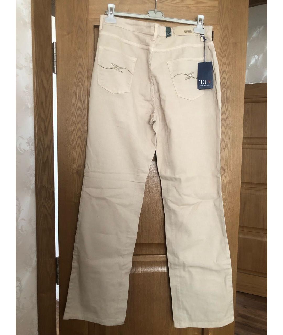 TRUSSARDI JEANS Бежевые хлопко-эластановые прямые джинсы, фото 2