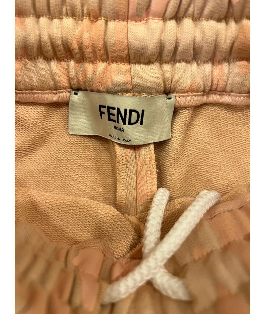 FENDI Бежевые хлопковые спортивные брюки и шорты, фото 4