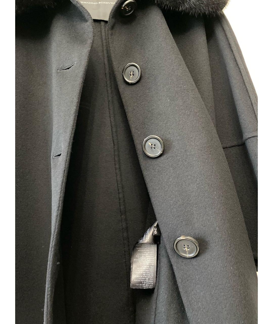 ERMANNO SCERVINO Черное шерстяное пальто, фото 4
