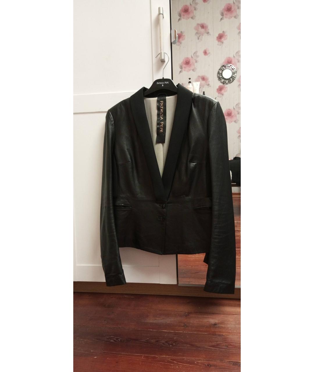 PATRIZIA PEPE Черный кожаный жакет/пиджак, фото 5