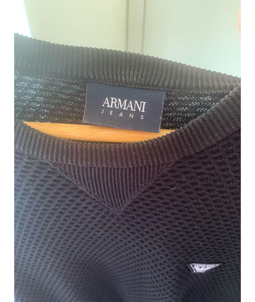 ARMANI JEANS Черный хлопковый джемпер / свитер, фото 3
