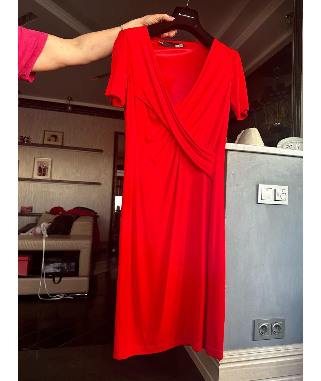 LOVE MOSCHINO Красное повседневное платье, фото 4
