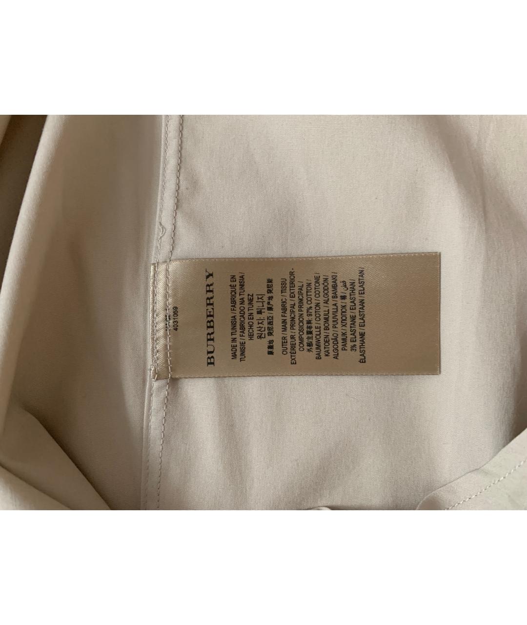 BURBERRY Бежевая хлопко-эластановая рубашка, фото 4