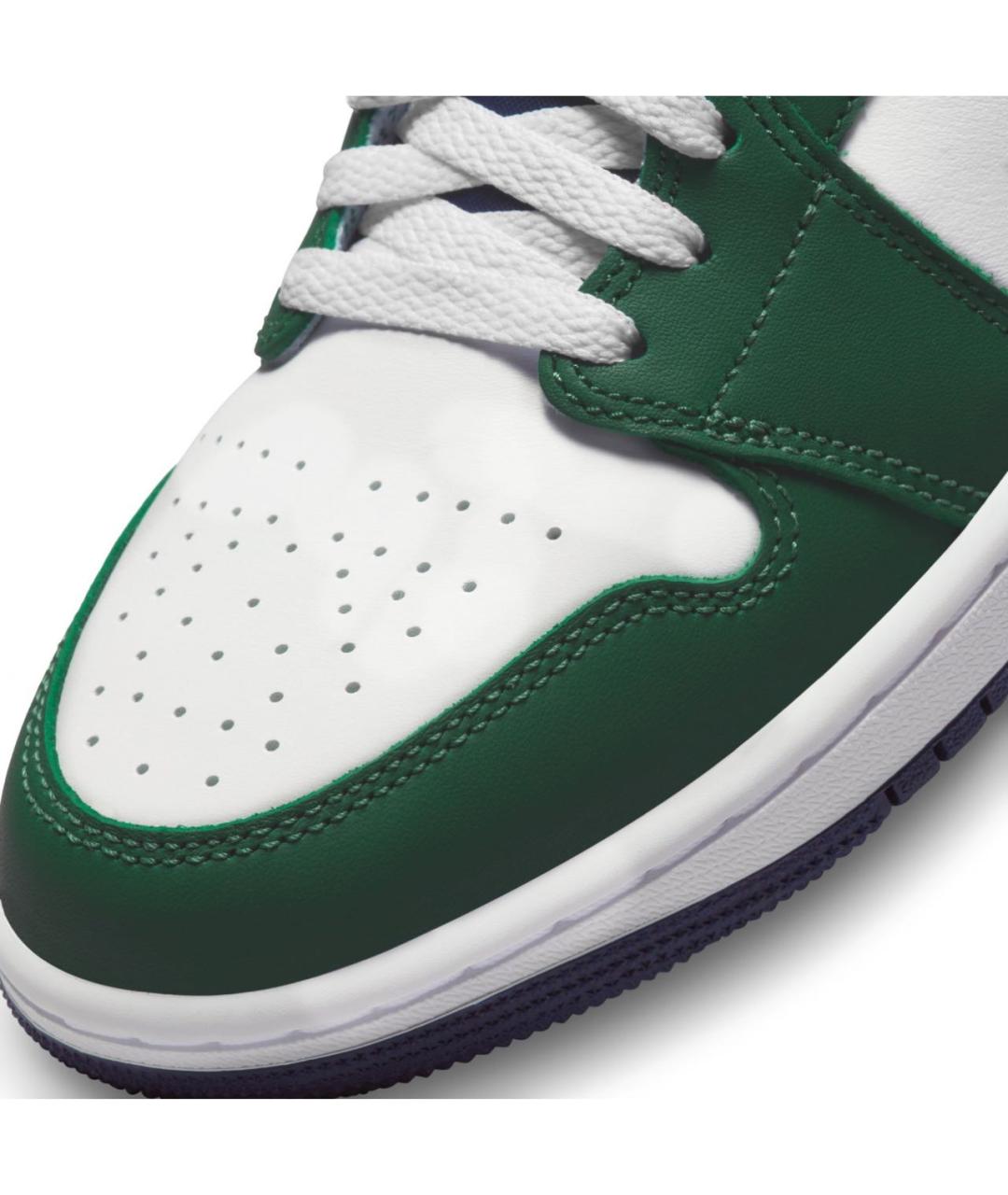 JORDAN Зеленые кожаные высокие кроссовки / кеды, фото 6