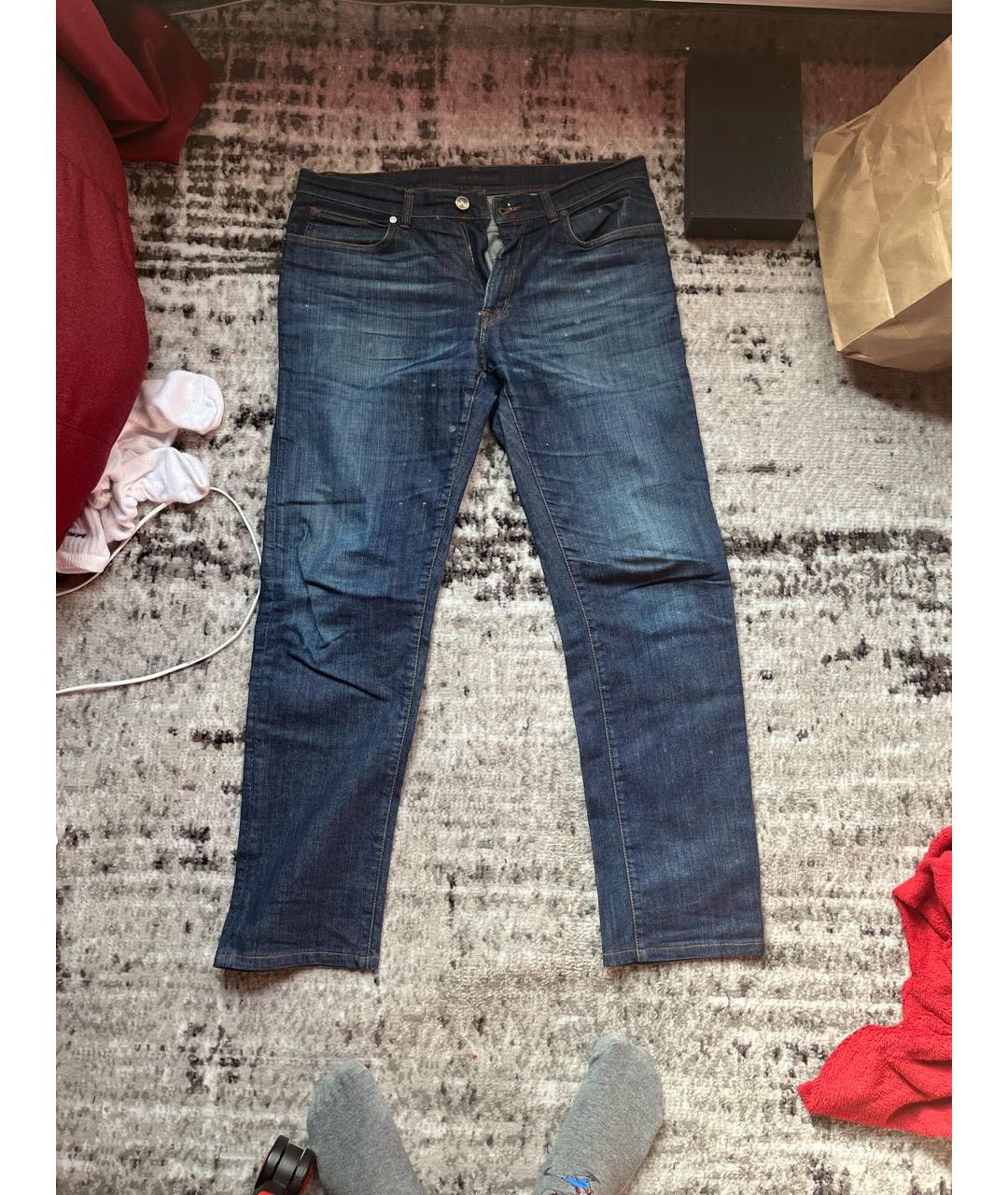 TRUSSARDI Темно-синие хлопковые прямые джинсы, фото 8