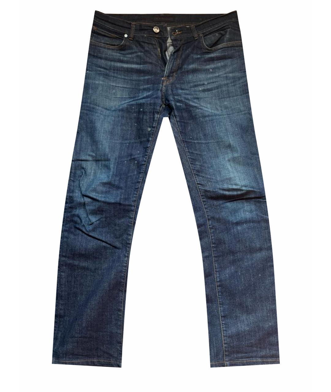 TRUSSARDI Темно-синие хлопковые прямые джинсы, фото 1