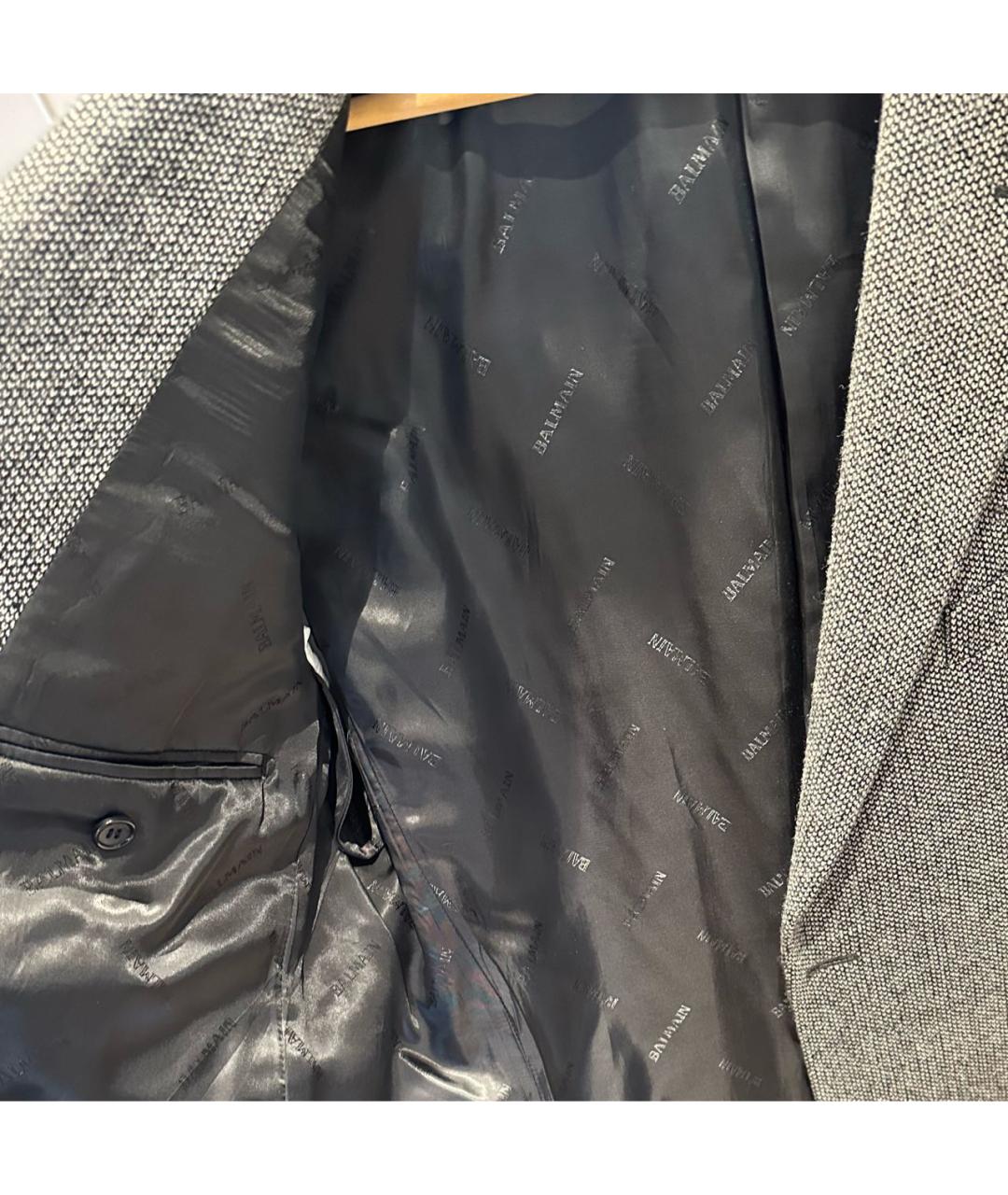 BALMAIN Серый шерстяной пиджак, фото 3