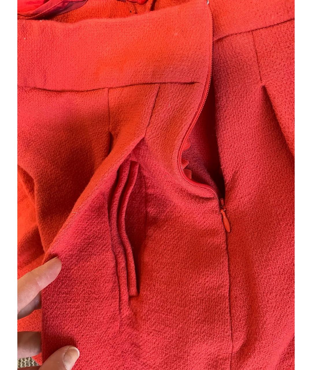 RED VALENTINO Оранжевая шерстяная юбка мини, фото 3