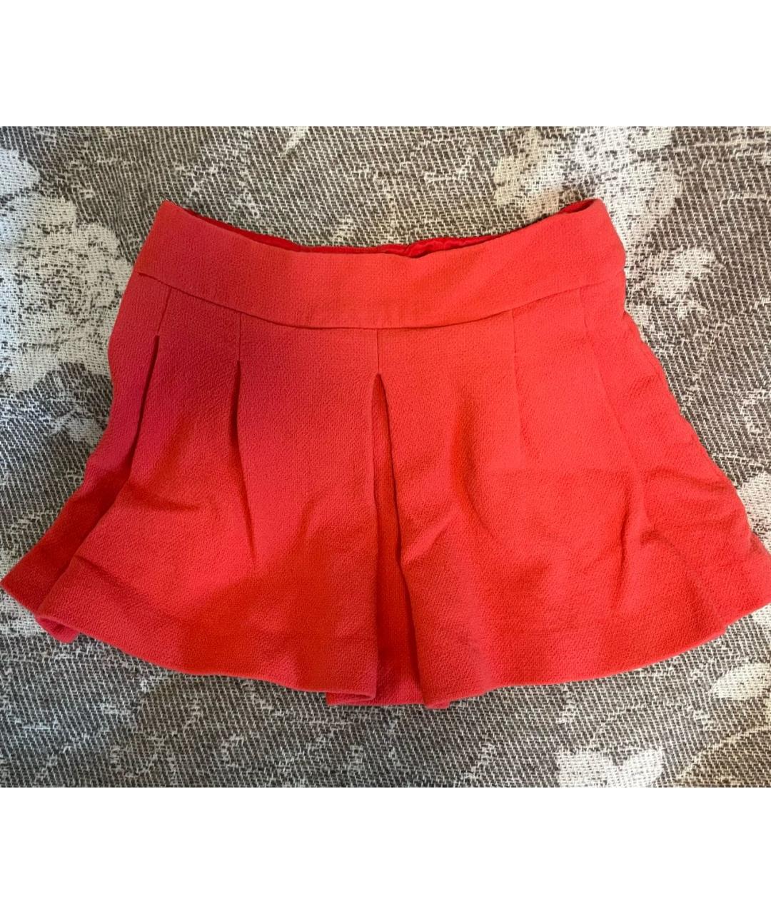 RED VALENTINO Оранжевая шерстяная юбка мини, фото 4