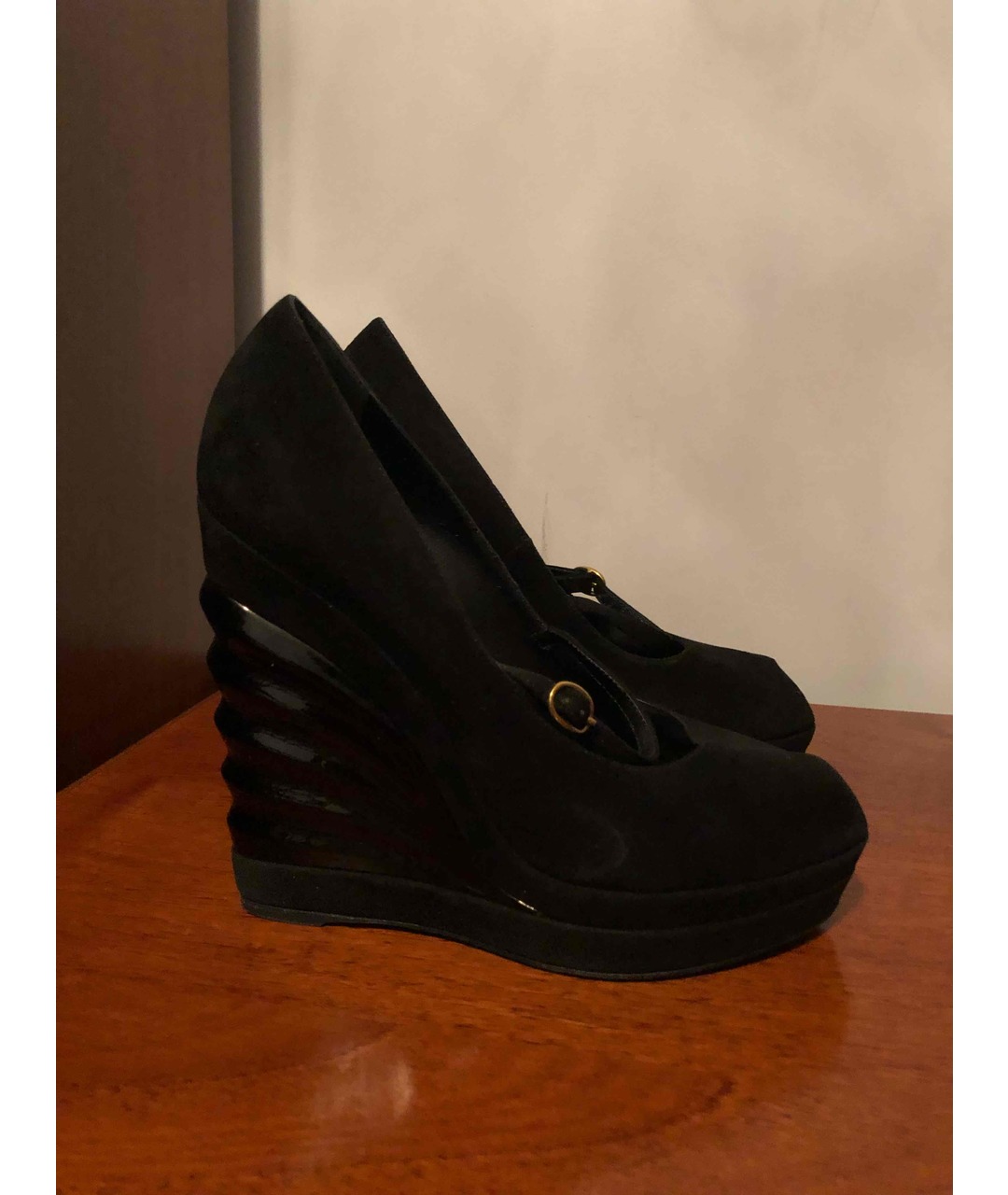 YVES SAINT LAURENT VINTAGE Черные замшевые туфли, фото 4
