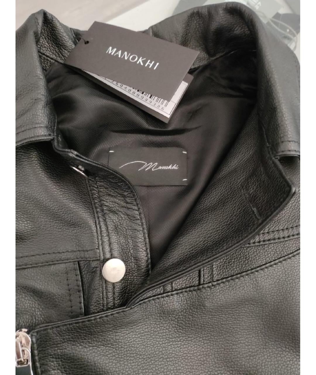 MANOKHI Черная кожаная куртка, фото 3