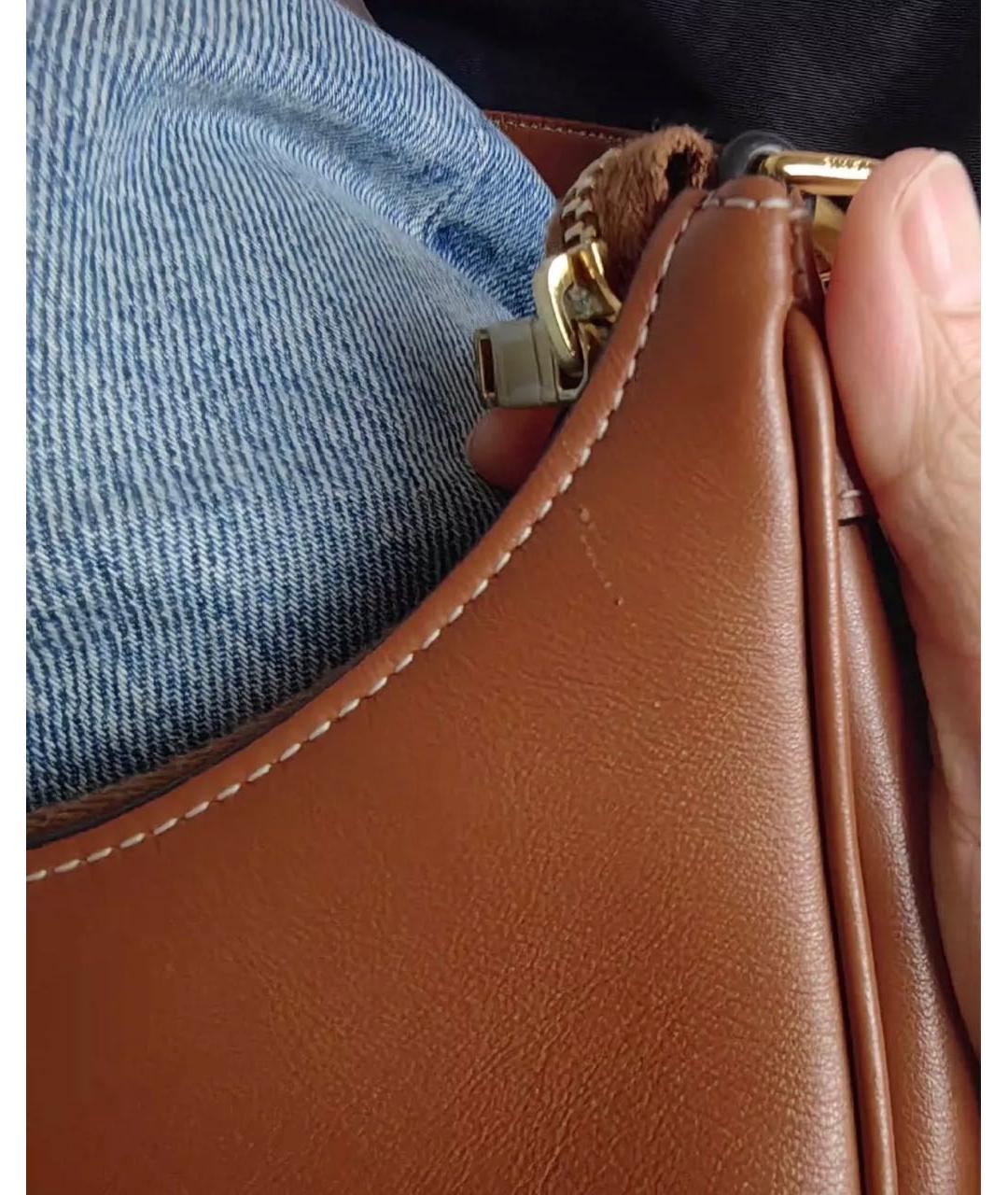 CELINE Коричневая кожаная сумка с короткими ручками, фото 6