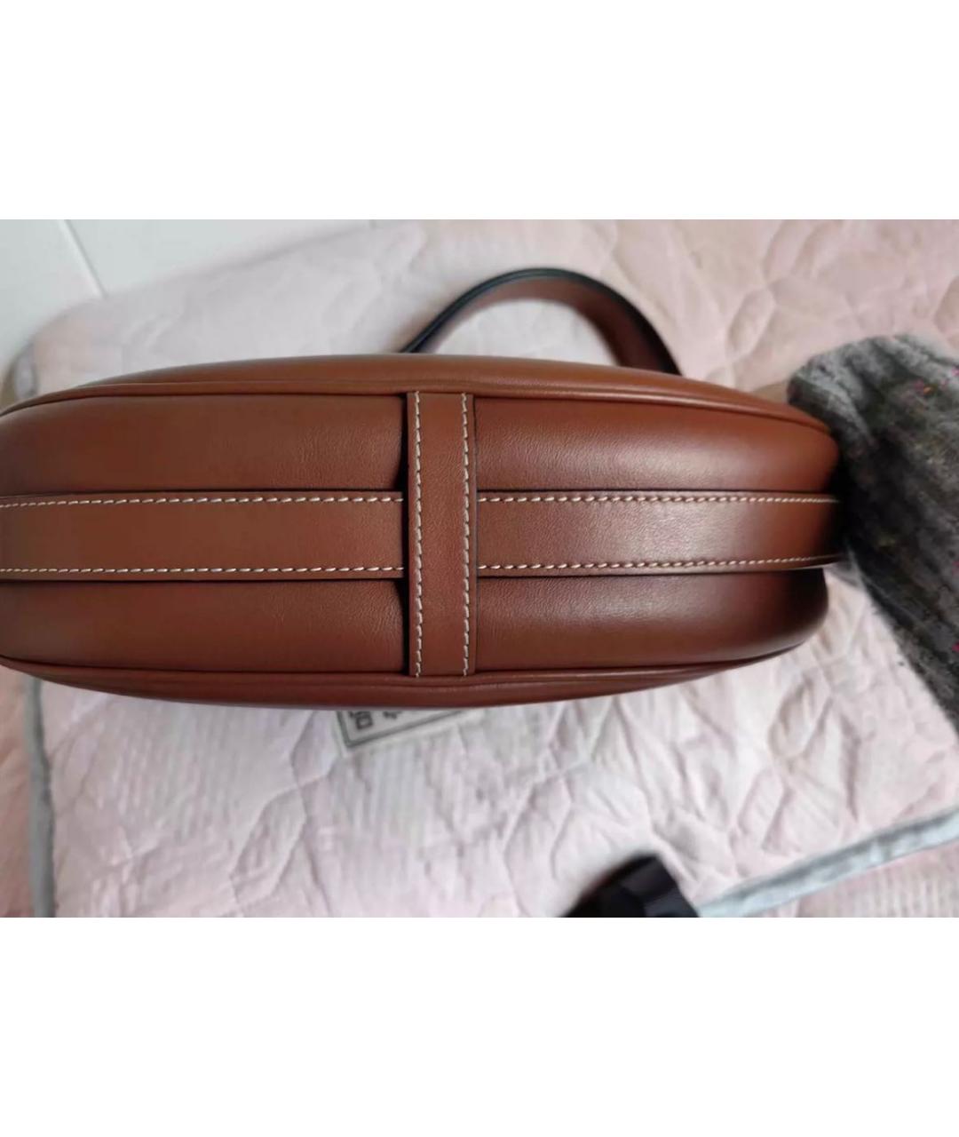 CELINE Коричневая кожаная сумка с короткими ручками, фото 4