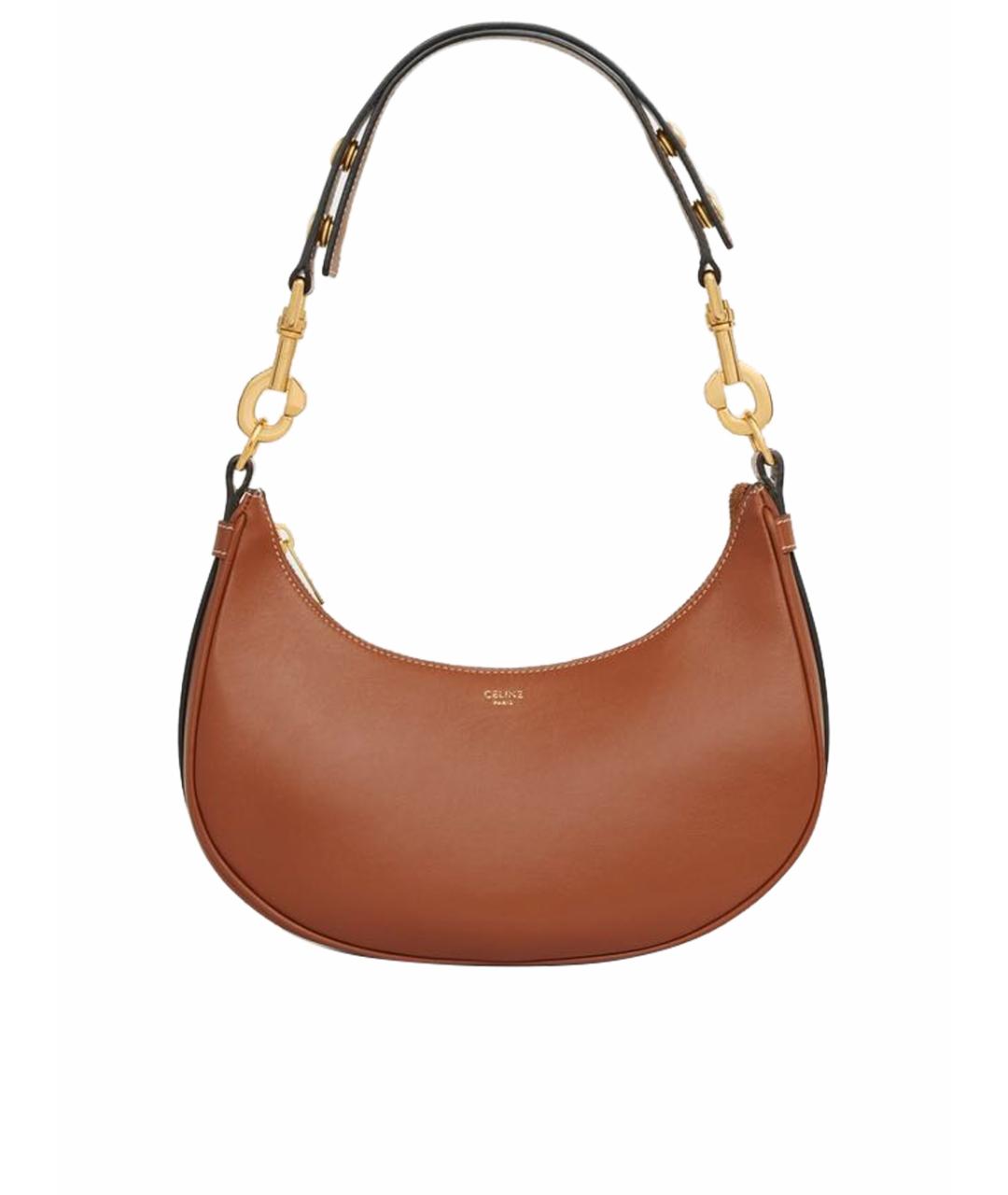 CELINE Коричневая кожаная сумка с короткими ручками, фото 1