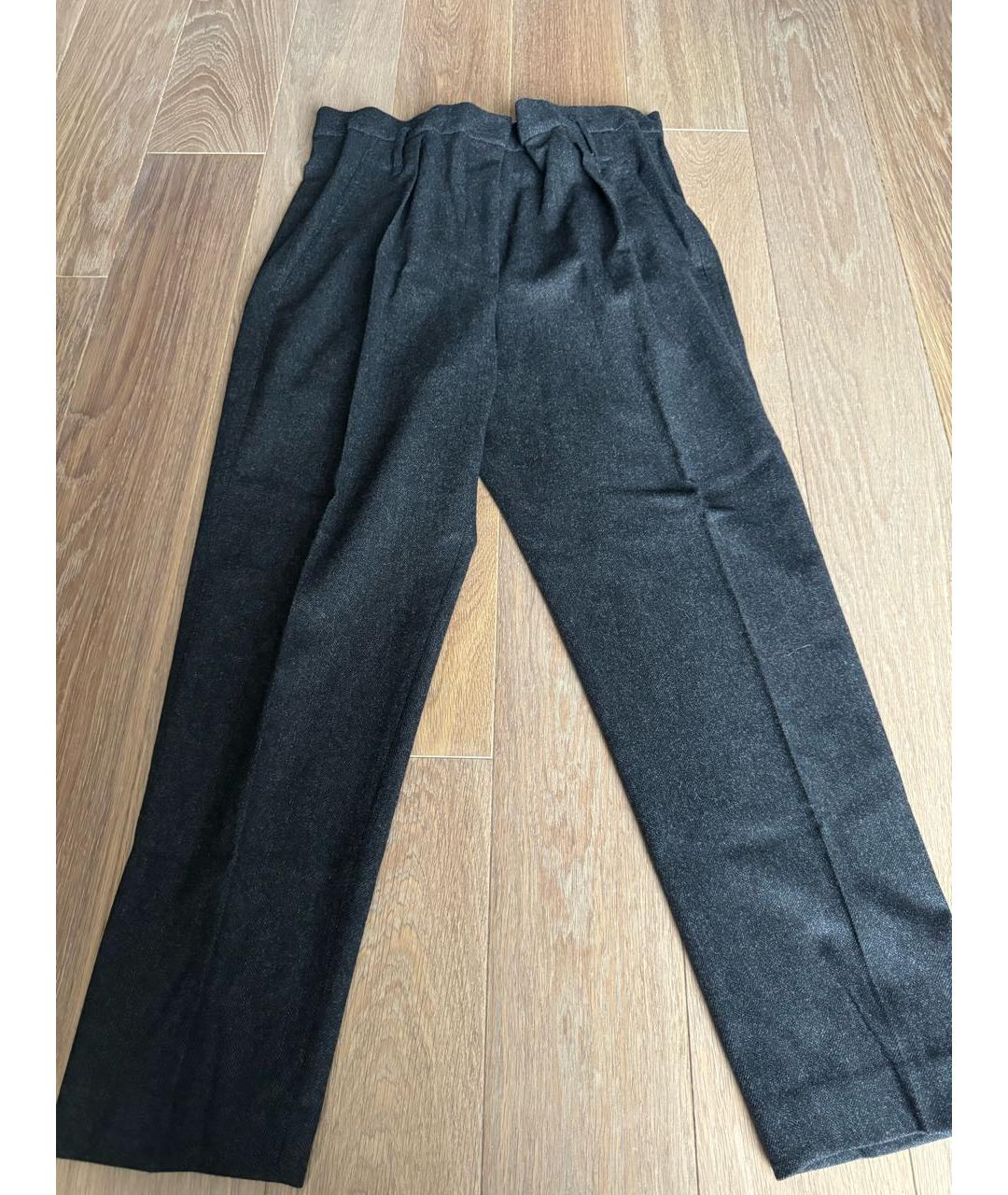 BRUNELLO CUCINELLI Серые шерстяные брюки широкие, фото 6