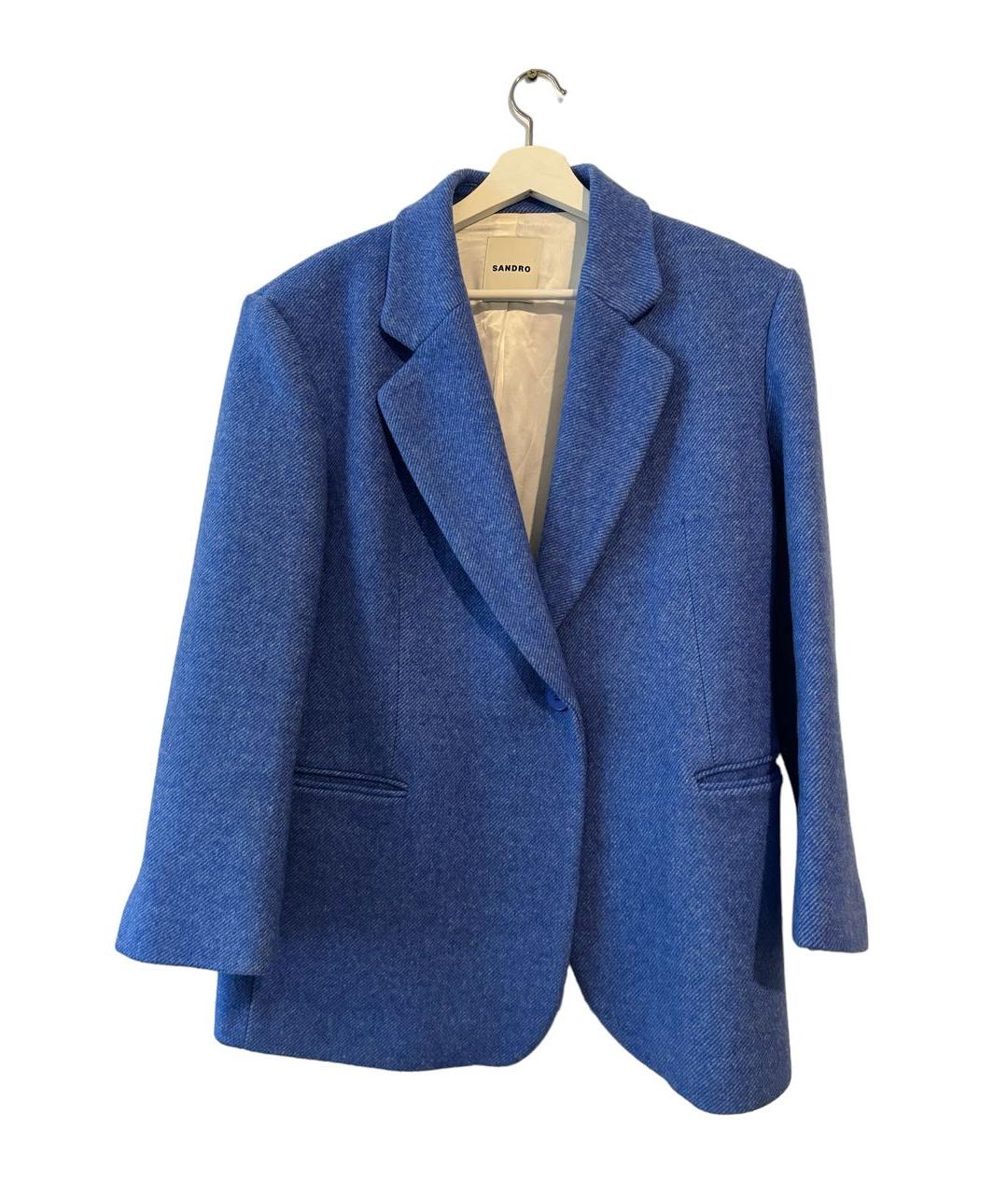 SANDRO Синий шерстяной жакет/пиджак, фото 5