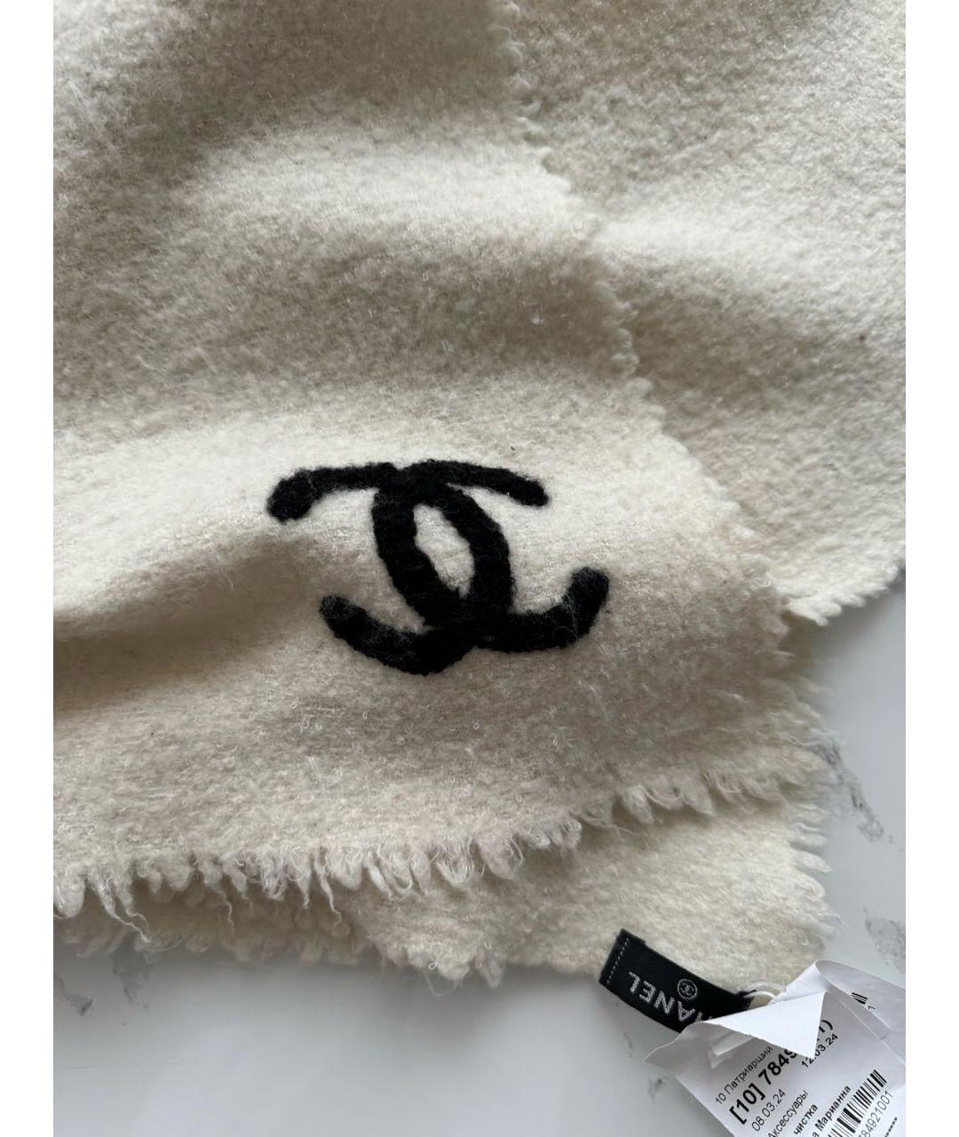 CHANEL PRE-OWNED Бежевый шарф, фото 5