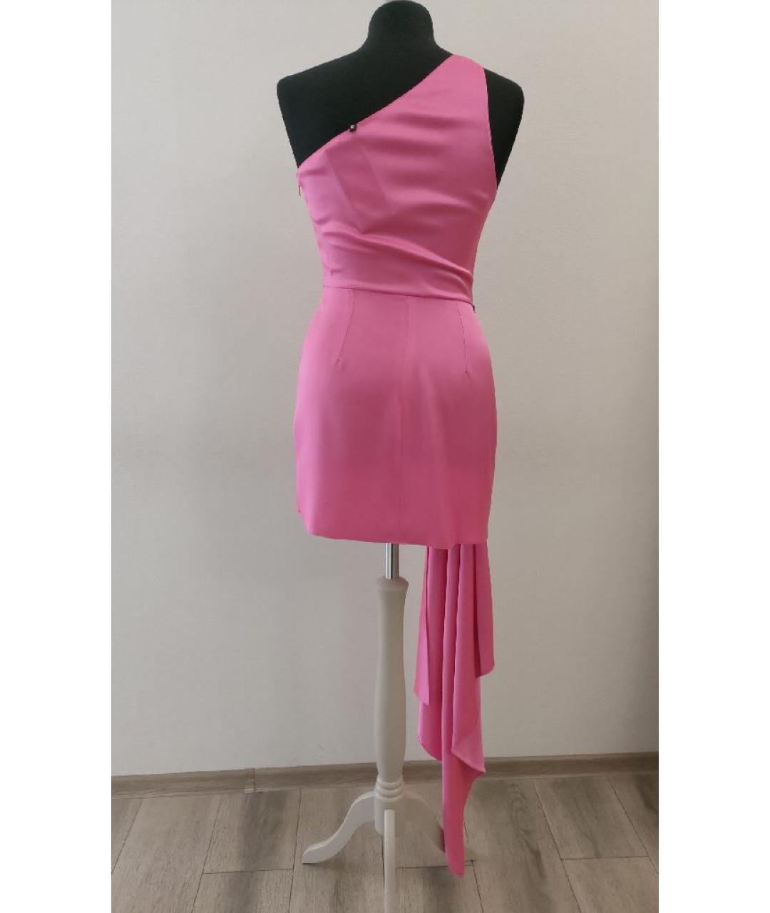 DAVID KOMA Розовое ацетатное коктейльное платье, фото 3