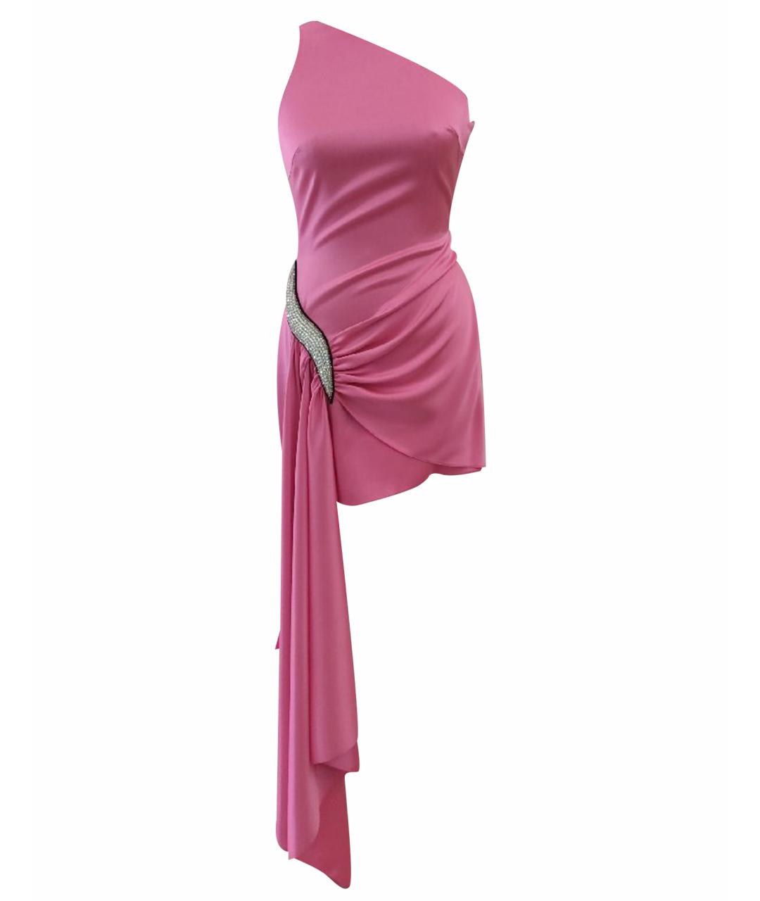DAVID KOMA Розовое ацетатное коктейльное платье, фото 1