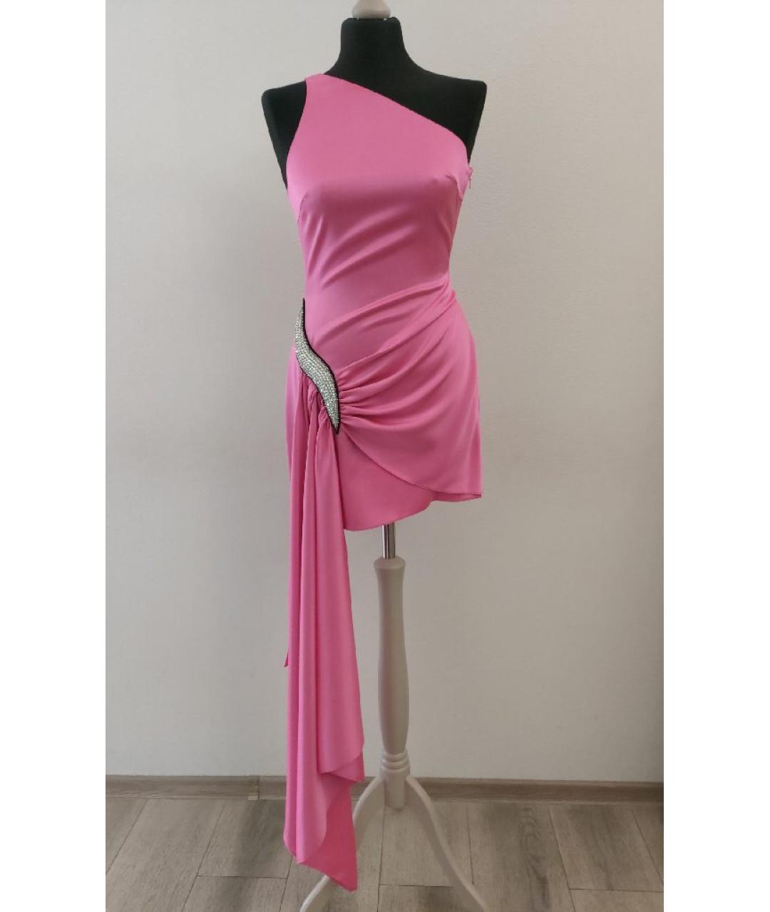 DAVID KOMA Розовое ацетатное коктейльное платье, фото 2