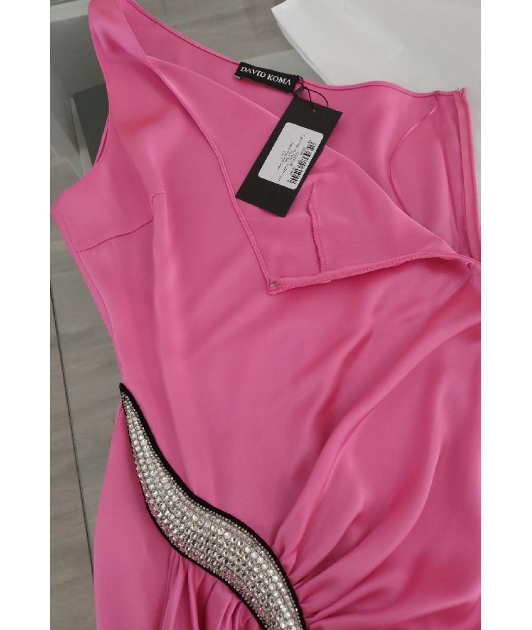 DAVID KOMA Розовое ацетатное коктейльное платье, фото 4