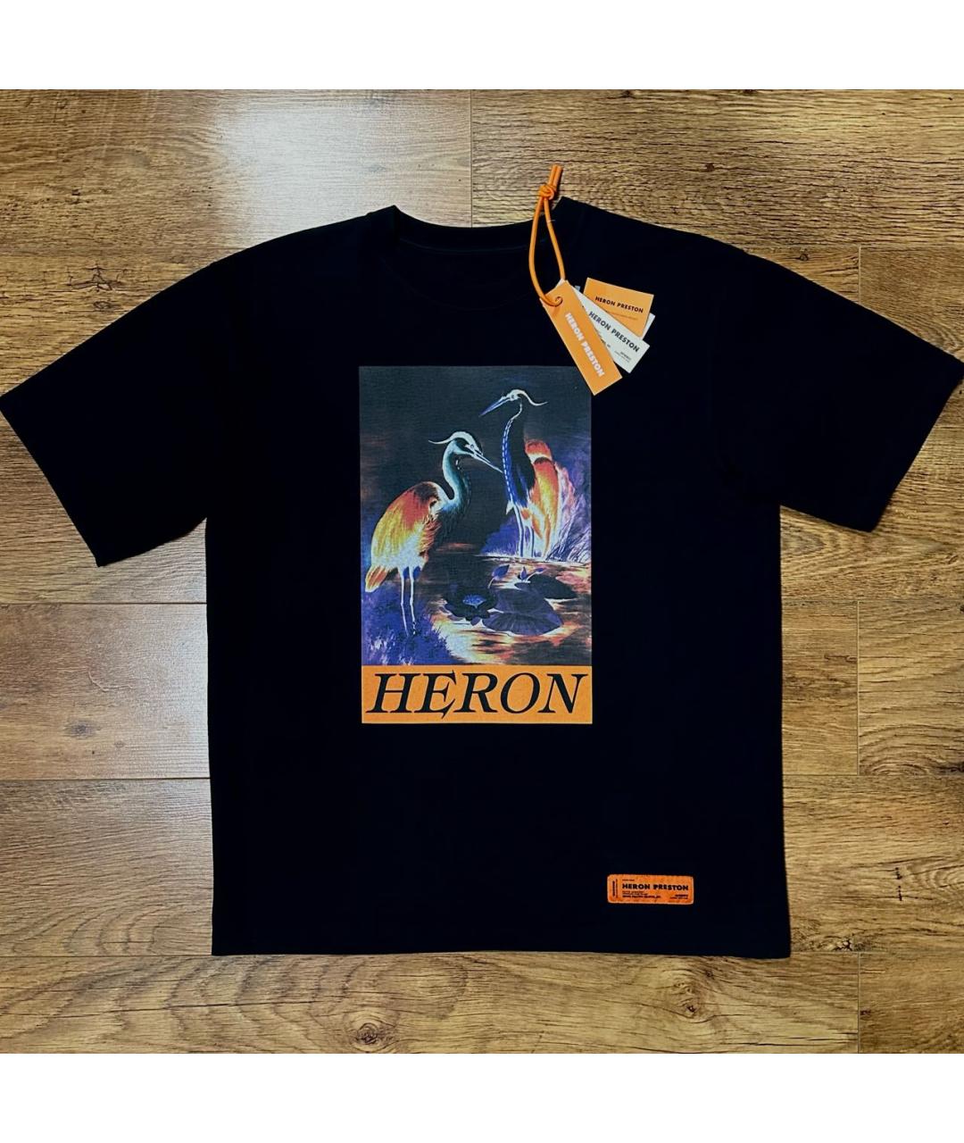 HERON PRESTON Черная хлопко-полиэстеровая футболка, фото 2