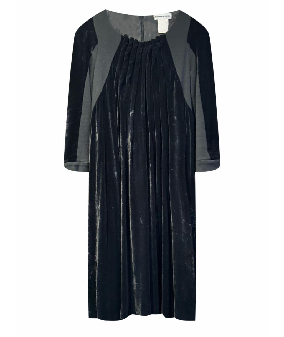 SONIA RYKIEL Черное бархатное коктейльное платье, фото 1