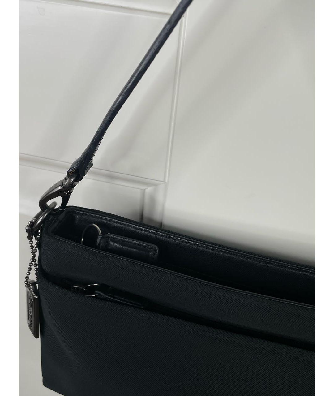 COACH Черная синтетическая сумка с короткими ручками, фото 5