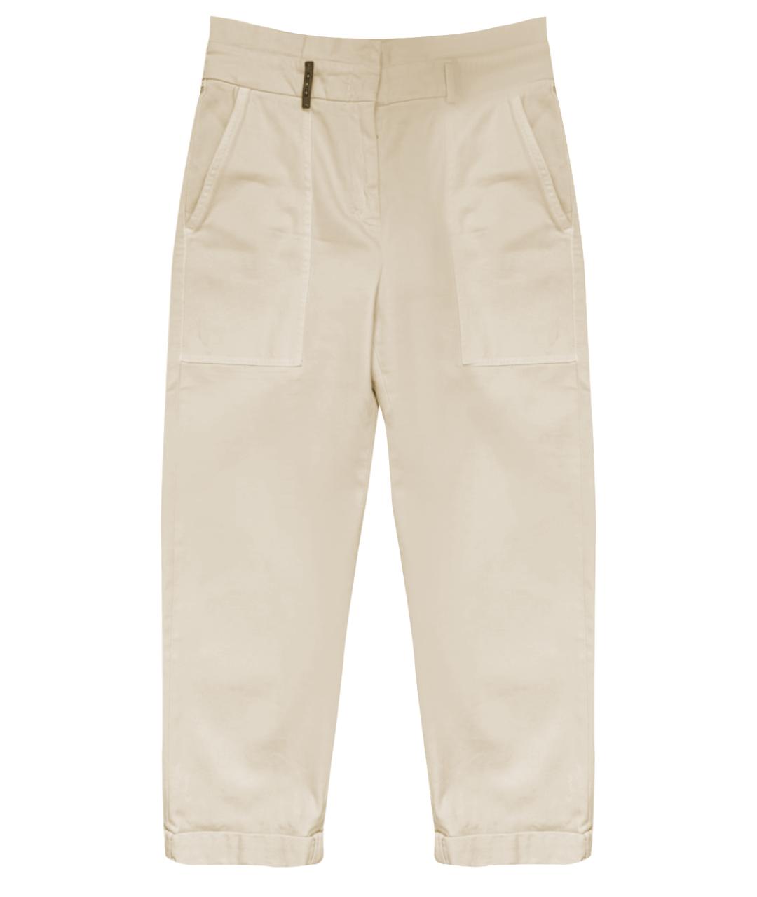 PESERICO Бежевые хлопковые брюки узкие, фото 1