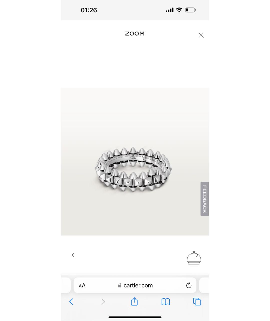 CARTIER Серебряное кольцо из белого золота, фото 4