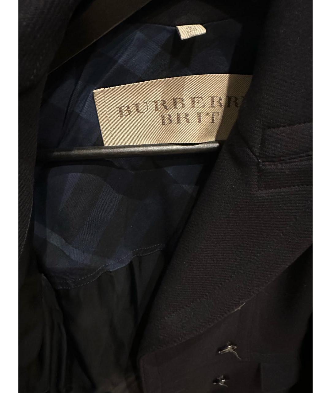 BURBERRY Темно-синее шерстяное пальто, фото 3