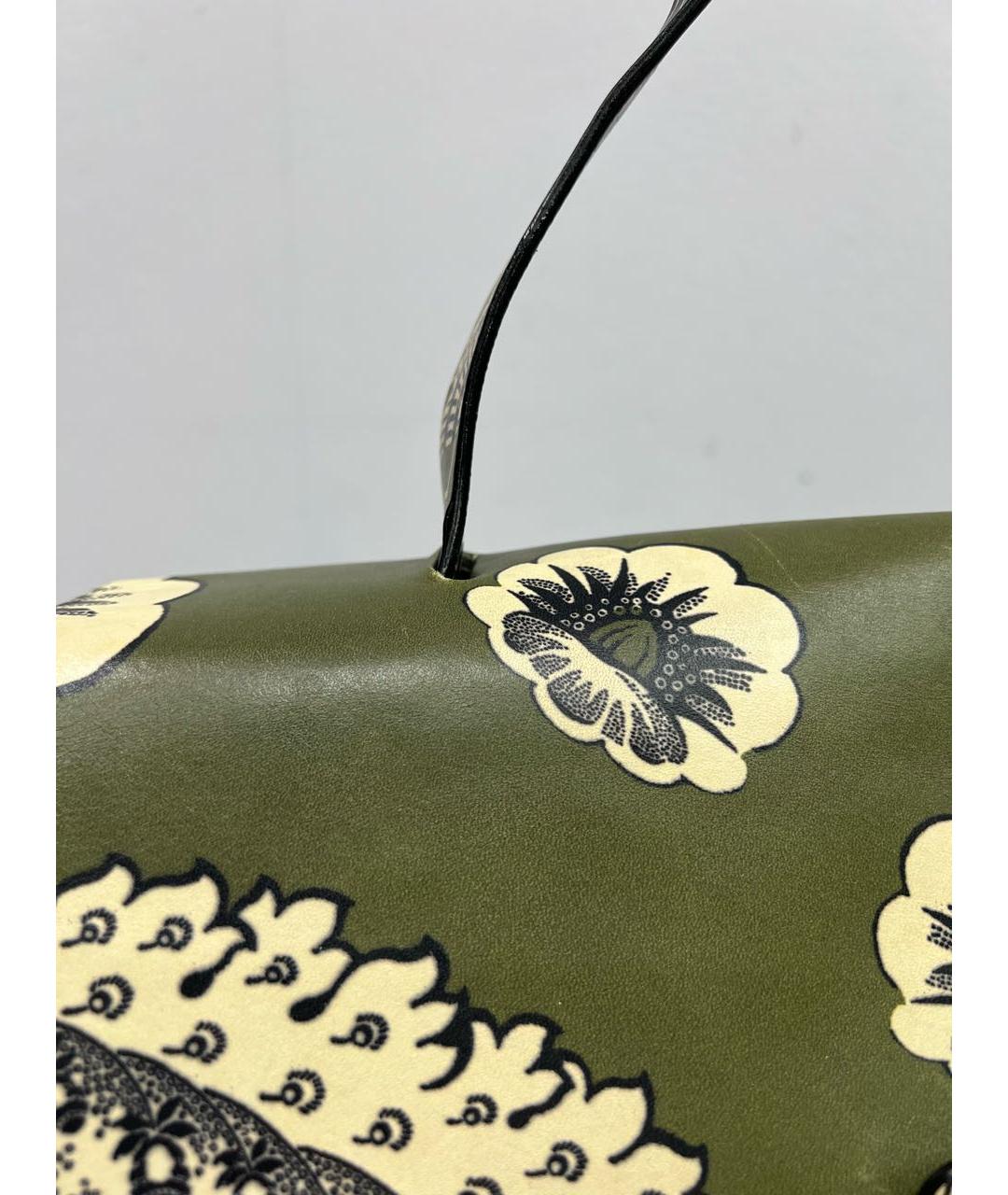 VALENTINO Зеленая кожаная сумка с короткими ручками, фото 8