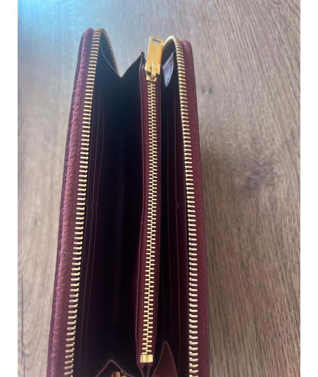 SAINT LAURENT Бордовый кожаный кошелек, фото 3