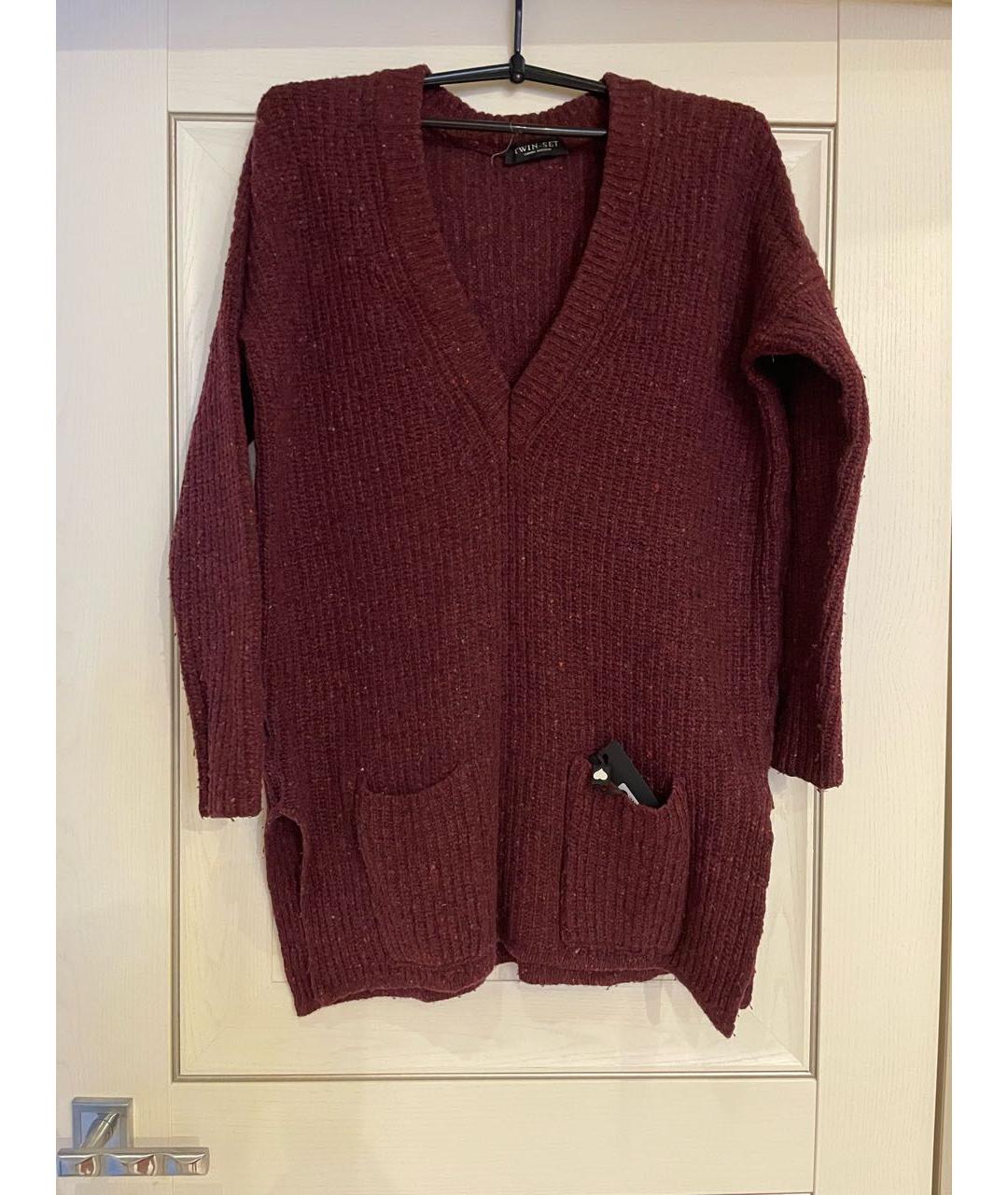 TWIN-SET Бордовый шерстяной джемпер / свитер, фото 4