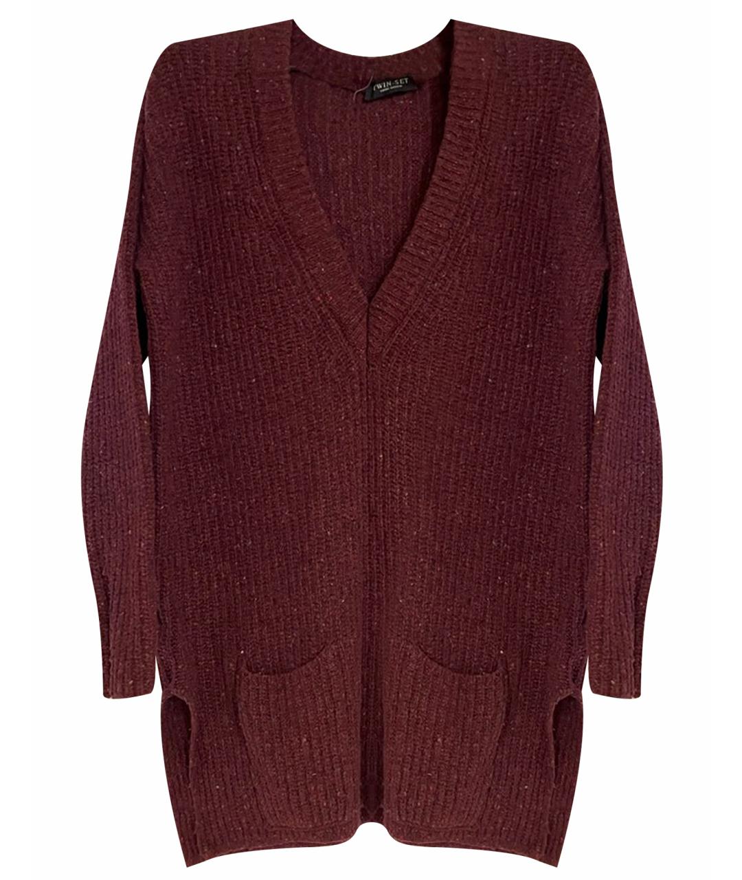 TWIN-SET Бордовый шерстяной джемпер / свитер, фото 1