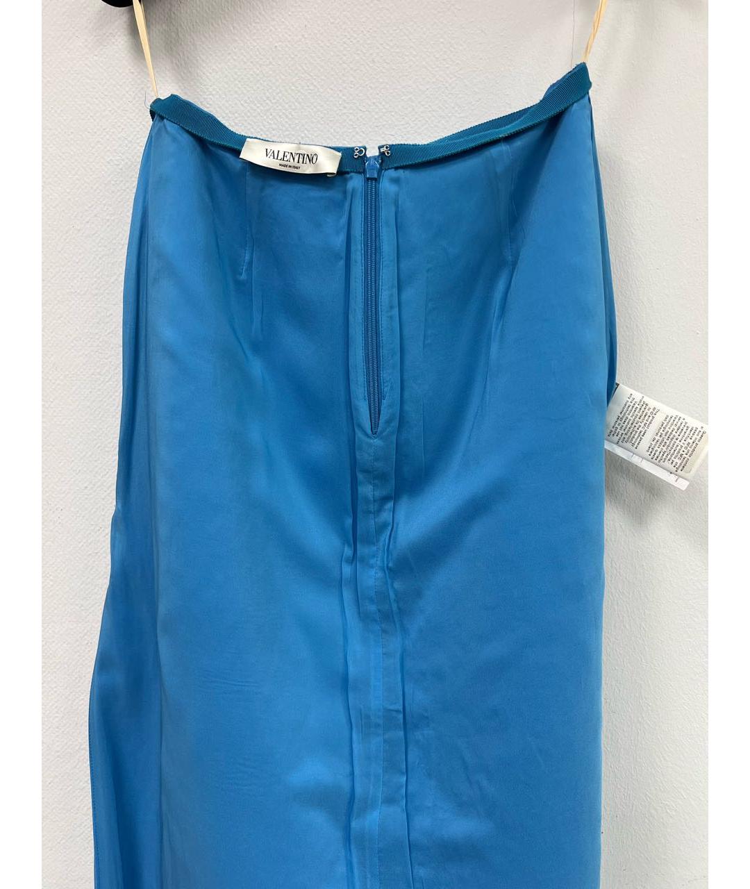 VALENTINO Голубая шерстяная юбка миди, фото 3