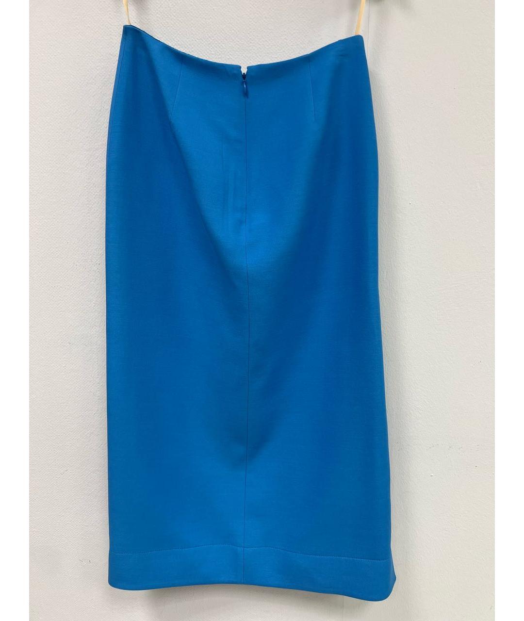 VALENTINO Голубая шерстяная юбка миди, фото 2