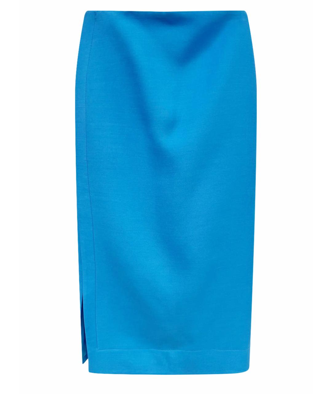 VALENTINO Голубая шерстяная юбка миди, фото 1