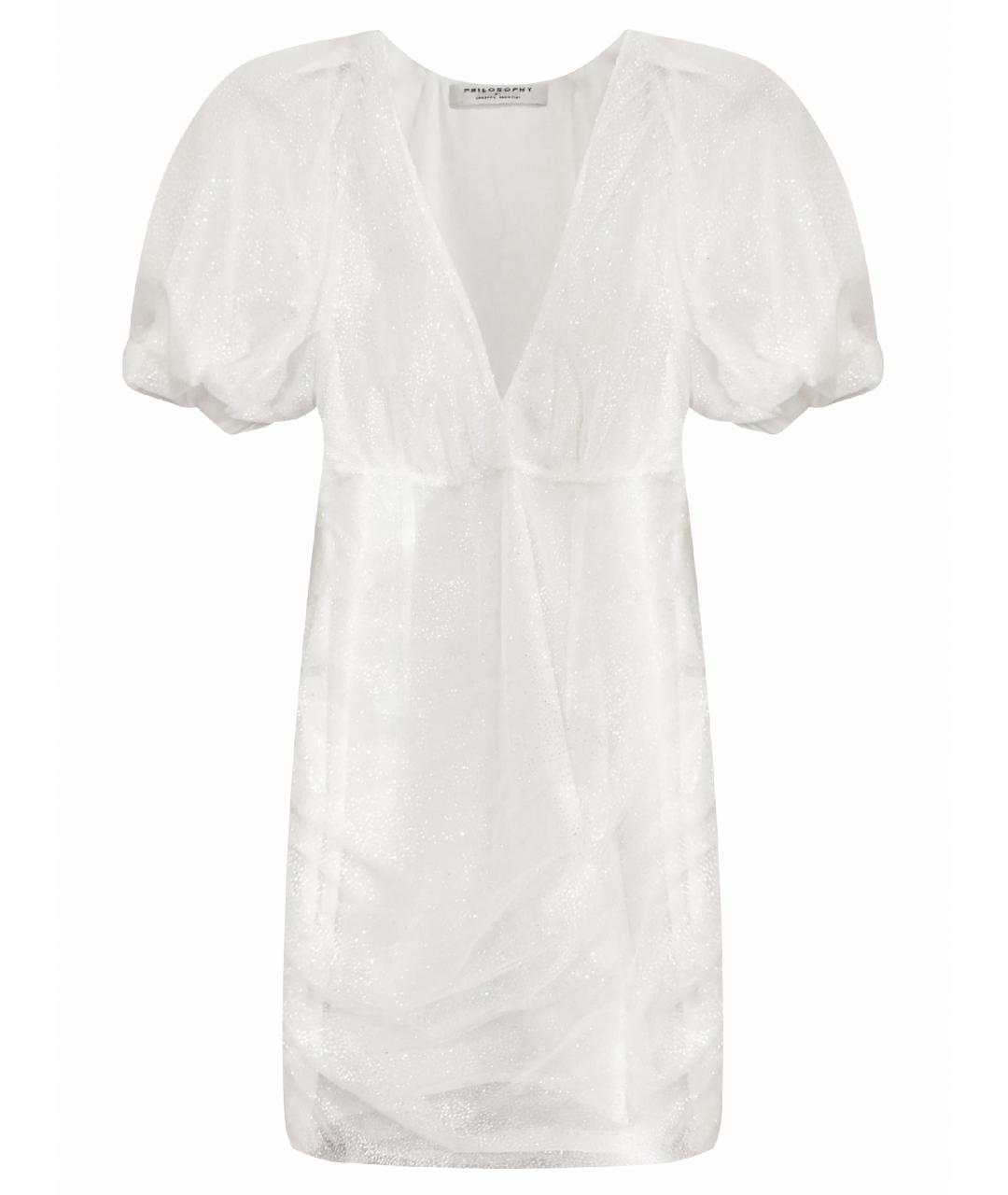 PHILOSOPHY DI LORENZO SERAFINI Белое полиэстеровое коктейльное платье, фото 1