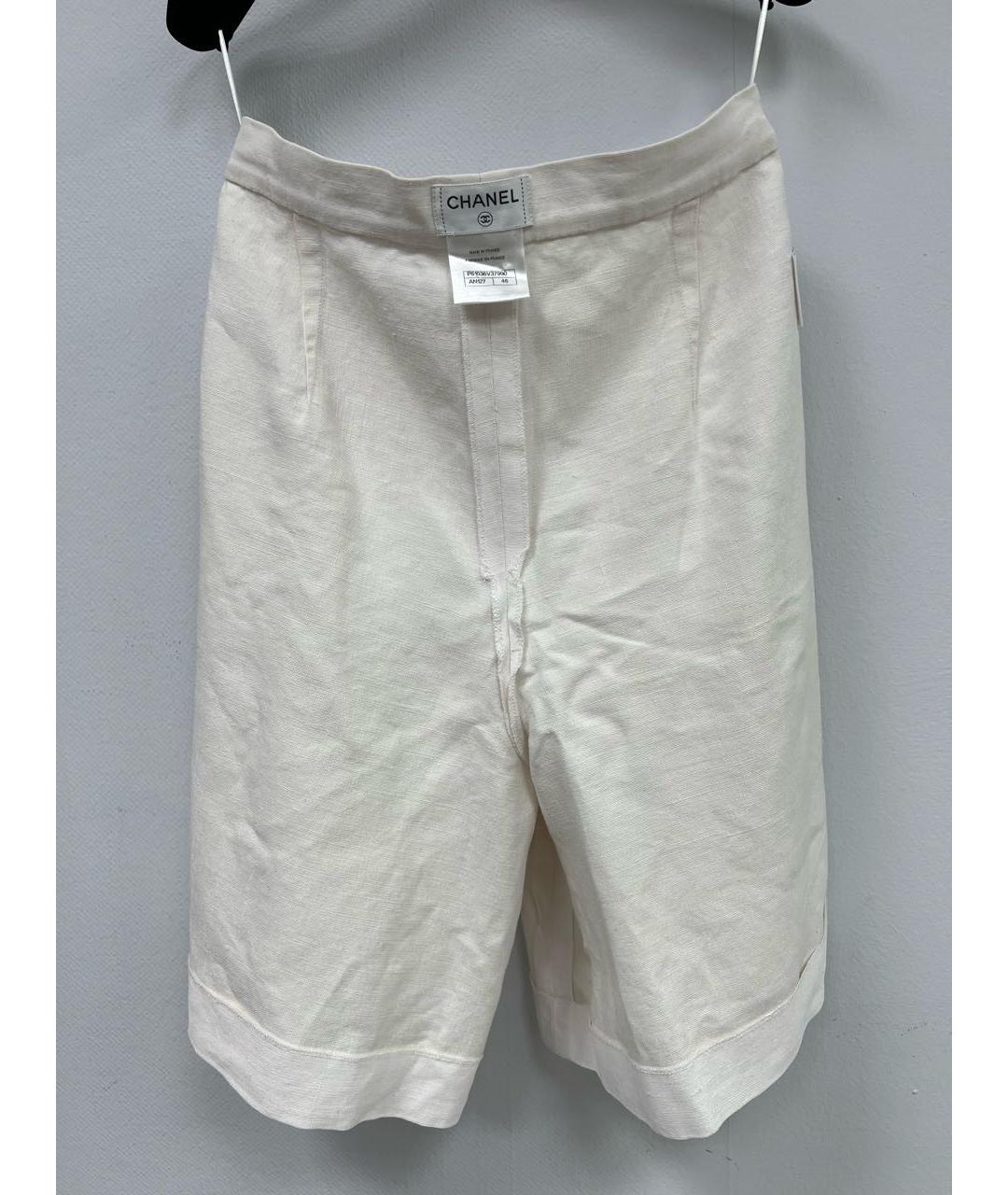 CHANEL Белые льняные шорты, фото 3