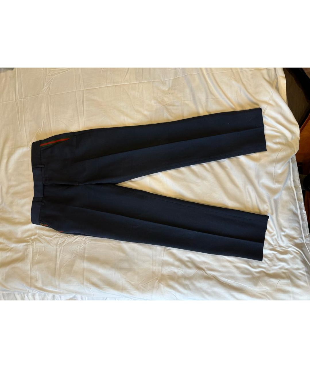 GUCCI Темно-синие хлопковые классические брюки, фото 7